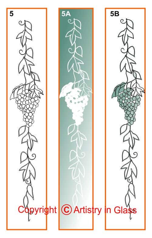 Etched grapevine sidelite design