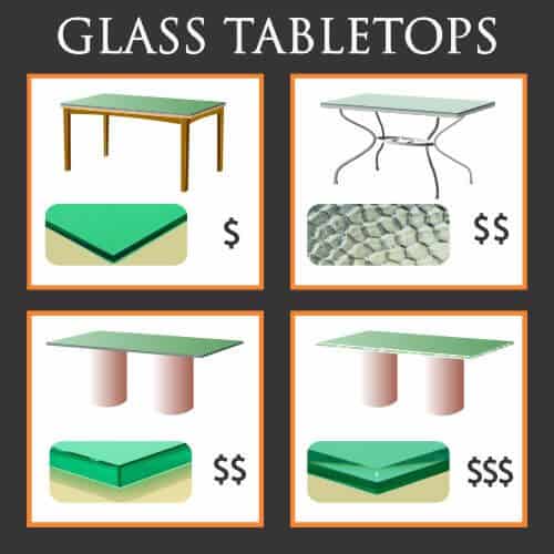 four types of glass tabletop are protective, patio, heavy and decorative