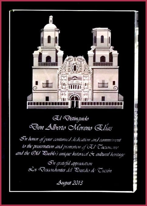 Crystal plaque for San Xavier Mission