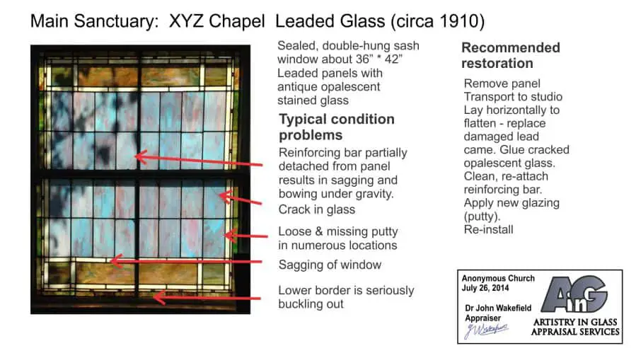 Example of stained glass condition report
