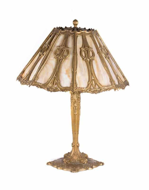 Bradley & Hubbard slag glass lamp