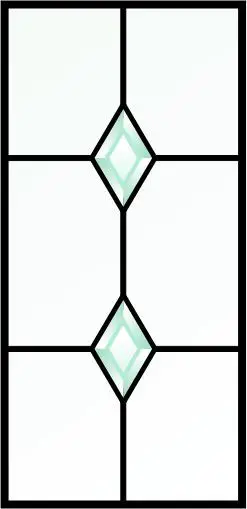 Leaded glass with 2 beveled diamonds
