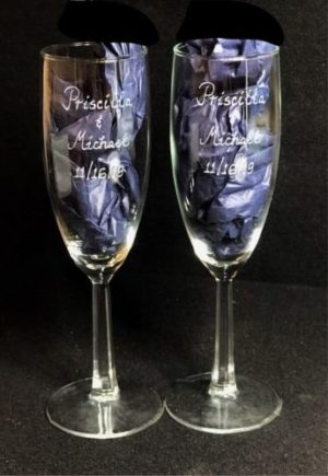 Calligraphy etched on flutes