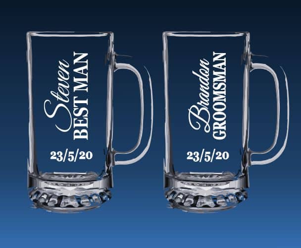 Etched beer mugs for best man