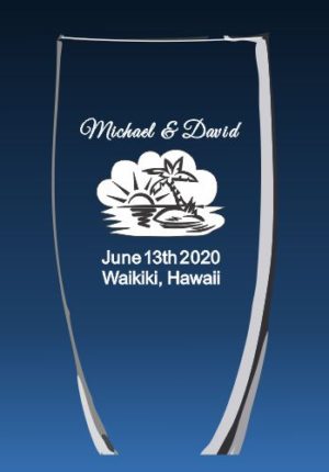 Waikiki design on toasting flute