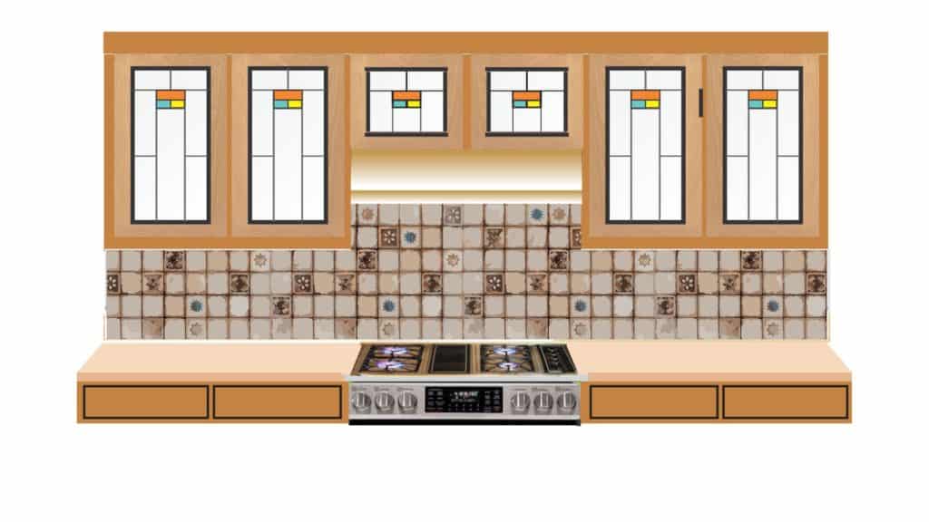 Rustic tiled backsplash