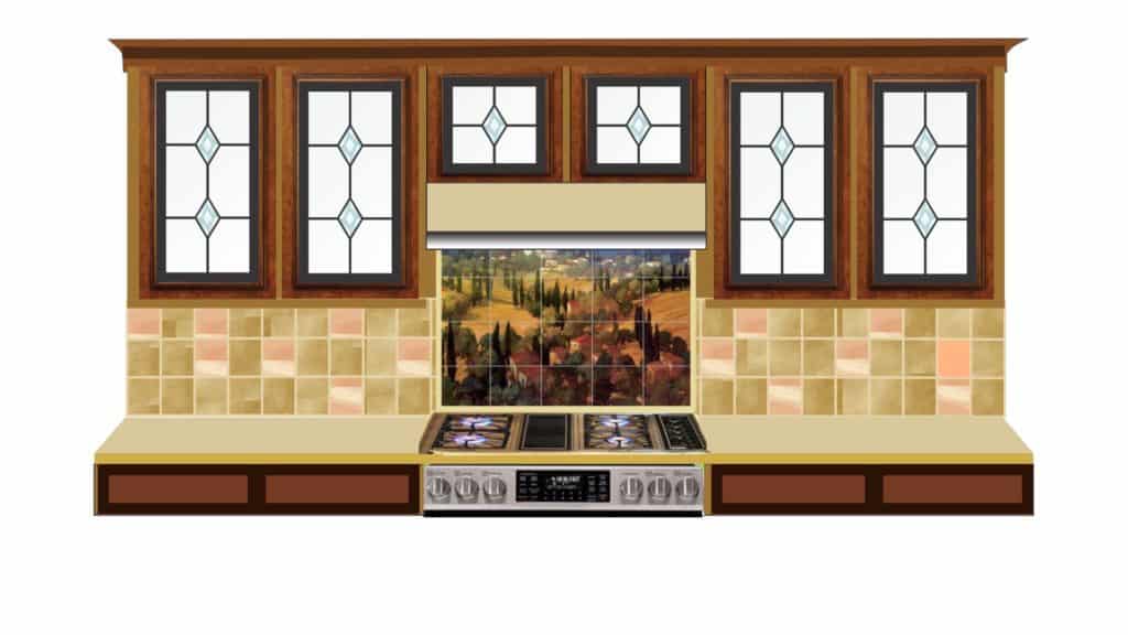 Painted tile backsplash