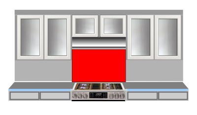 Simple glass backsplash with no cutouts