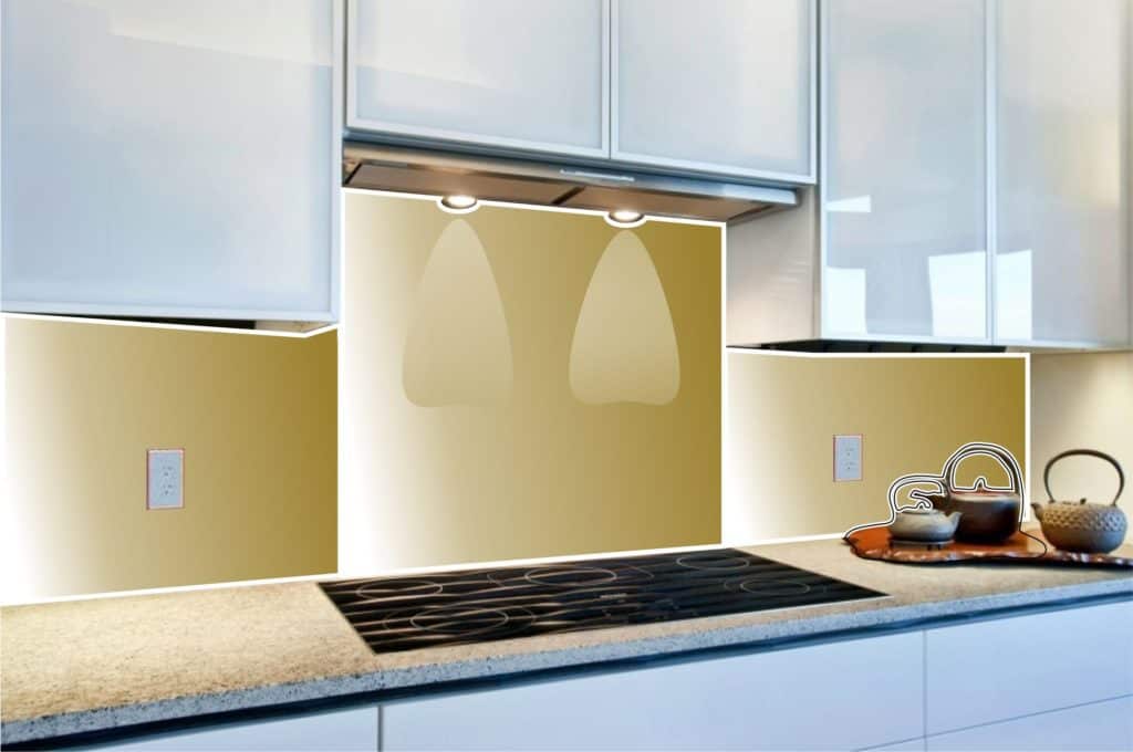 Beige glass backsplash