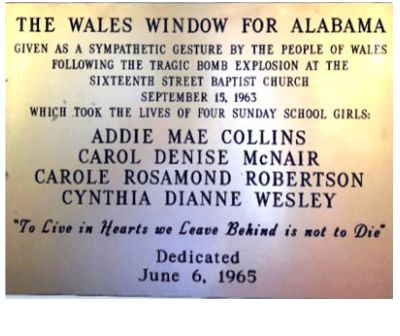 Plaque commemorates the murder of 4 black girls in Alabama