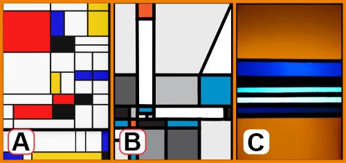 Hard-edge artwork rendered in stained glass