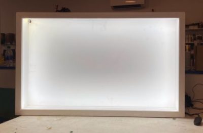 Light box illuminated by border of LEDs