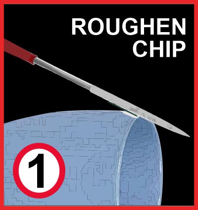 Prepare chip by roughening