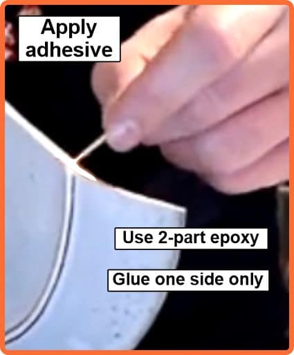 Apply thin layer of glue to one surface only
