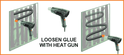 Use heat gun to loosen mastic