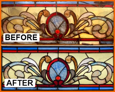 Art deco stained glass restored