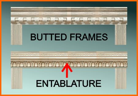 Entablature is the horizontal lintel over a door