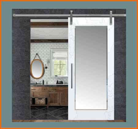 Sliding mirror door