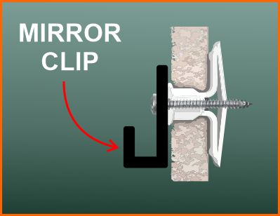 Mirror clip attached with toggle bolt