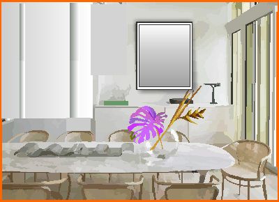 Wall mirror in modern dining room