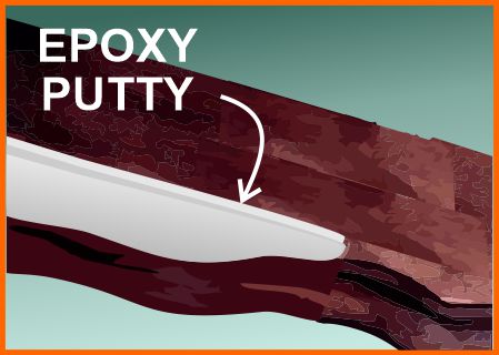 Epoxy putty replacing missing veneer