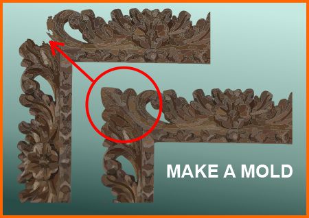 Corner of carved mirror frame
