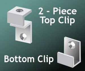 Square mirror clip holds mirror in place