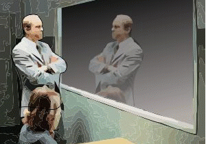 Interrogation room with 2-way mirror