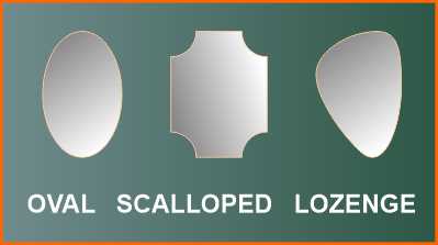 Oval, scalloped and lozenge-shaped mirrors