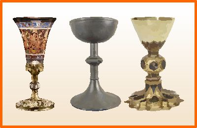 Medieval chalices with stems