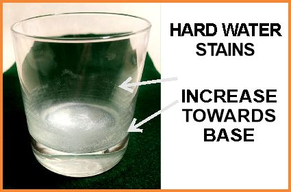 Hard water stains caused by calcium carbonate