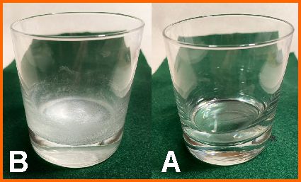 Libbey glass with hard water stains and after cleaning