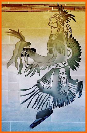 Hopi Indian rainman etching on shower door