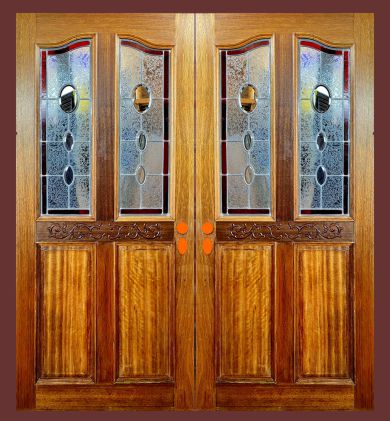 Traditional entry doors with beveled glass