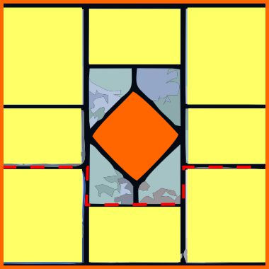 Simple stained glass panel with not hinge lines