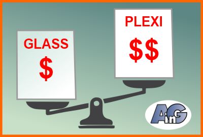 Plexiglass is lighter clearer and more expensive