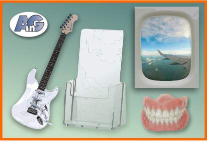 guitar, brochure holder. dentures