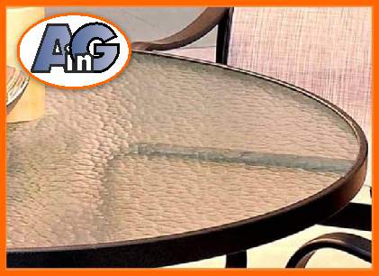 Aquatex glass on round patio table
