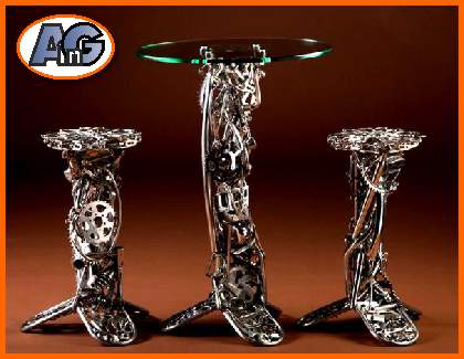 Table made from motorcycle parts