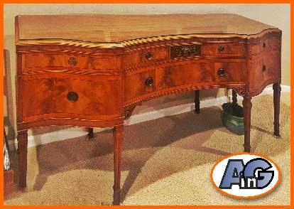 Antique credenza with protective glass