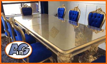 Gilded dinner table with protective top