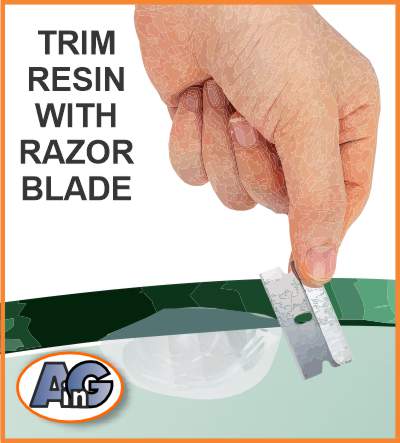 Trim resin with razor blade