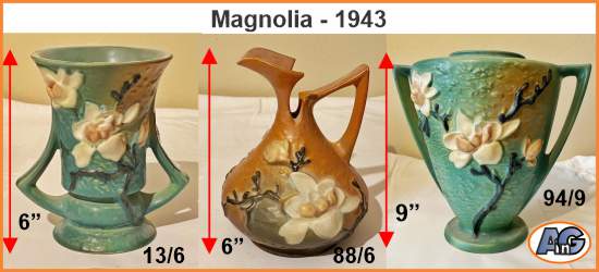 Mid-century Magnolia vases by Roseville