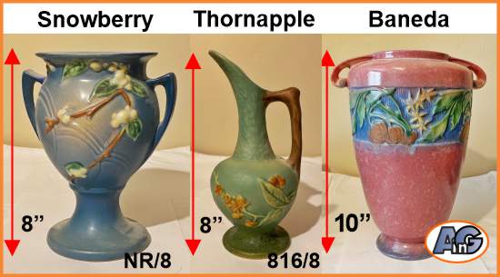 Mid-century Roseville vases are on sale