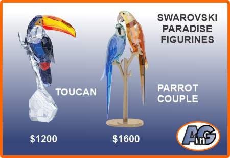 Crystal Paradise figurines - Toucan & Parrots