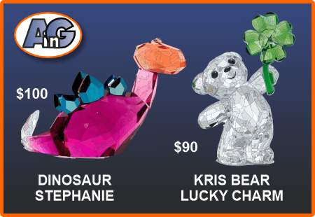 Swarovski crystal dinosaur & Kris Bear