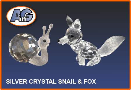 Swarovski Silver Crystal snail & fox figurines