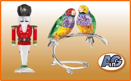 Swarovski nutcracker soldier and parrots