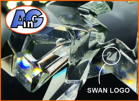 Swan logo on Swarovski ornament
