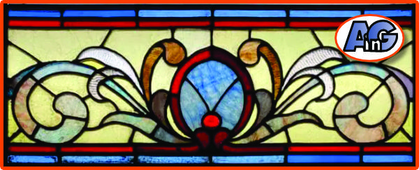 Stained glass transom in Art Nouveau style
